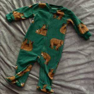 Green Baby Bear Footie Fleece PJS